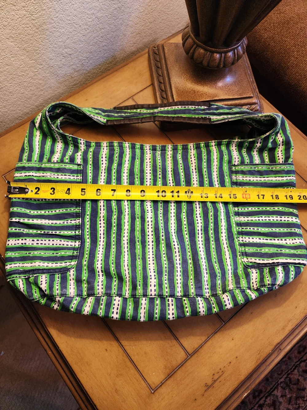 Tory Burch Braeden Hobo Shoulder Bag In Navy, Green & White Stripe